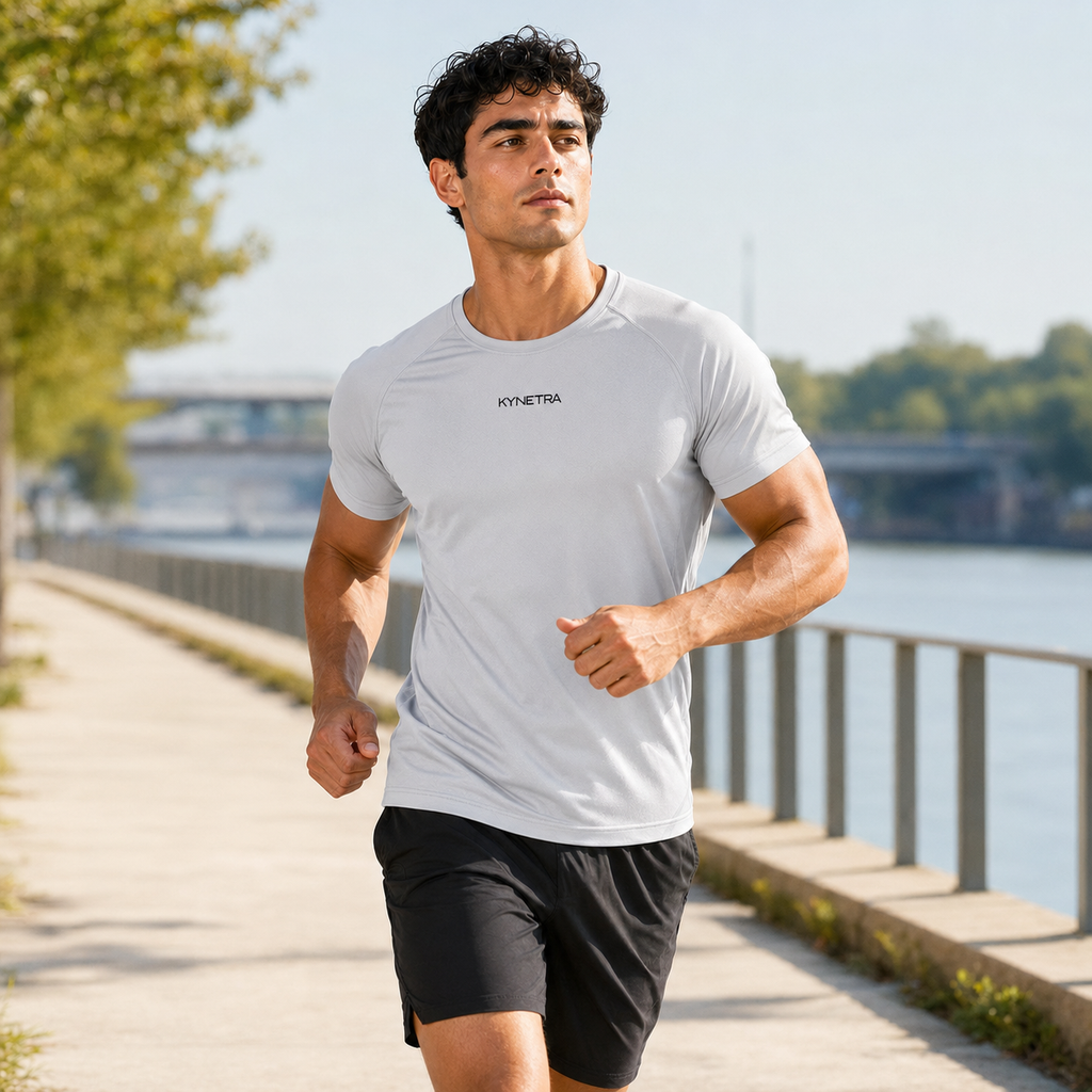 T-shirt tecnica Kynetra Control Dry con protezione UV - Grigio Chiaro