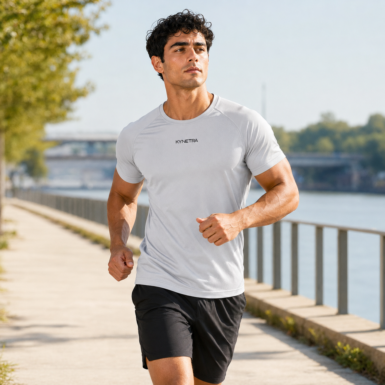 T-shirt tecnica Kynetra Control Dry con protezione UV - Grigio Chiaro